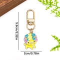 Cute yellow kitten pet keychain with colorful clouds and gold tone clasp 5.9cm size - Yellow Dog With Hat Style (ER1918)