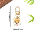 Enamel Shiba Inu keychain in gold finish with orange and white colors, 2.2 inch height - Yellow White Shiba Inu Style (ER1919)