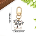 Golden alloy Schnauzer dog keychain with enamel finish and clip hook, 5.9cm height - Gray White Schnauzer Style (ER1920)