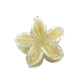 4cm clear glitter frangipani hair claw with yellow center and silver sparkles - Champagne with Glitter Edge