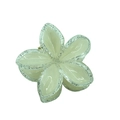 Creamy white 4cm flower hair claw clip with silver glitter accents and gold metal spring - Beige with Glitter Edge