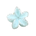 Clear light blue glitter plumeria flower hair claw clip with 4cm floral design - Blue with Glitter Edge
