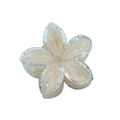 Transparent pink glitter frangipani hair claw clip with silver shimmer edges and petals - Orange with Glitter Edge