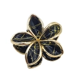 4cm flower hair claw clip in elegant black and gold finish with glitter accents - Black with Gold Edge