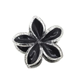Black and silver glitter 4cm frangipani flower hair claw clip with resin petals - Black with Glitter Edge