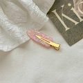 Elegant pink marble acetate hair clip with golden metal base on lace background - Metallic Red
