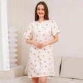 Camisón de mujer de manga corta blanco con estampado de fresas y ajuste holgado - Talla única / Estampado de Fresa Pullover
