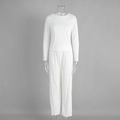 Set pigiama bianco due pezzi in maglia jacquard a cuori con trama a costine - S / Bianco
