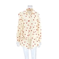 Set pigiama donna con stampa a cuori, camicia con volant a maniche lunghe e pantaloncini - S / Bianco Sporco Stampato