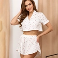 Pigiama da donna in cotone bianco con stampa a cuoricini rossi e maniche corte - S / Cuore Rosso