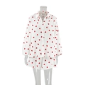White long-sleeve cotton pajama set with red heart print and textured seersucker fabric - S / Red Heart