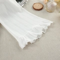 White pointelle knit pajama detail with ruffle trim and soft cotton texture - S / White