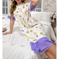 Robe de nuit à fleurs de tulipes avec volants violets pour femme style décontracté - Violet