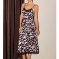 Sexy nachtjapon met luipaardprint voor dames met zwart kant en dunne bandjes - S / Luipaardprint
