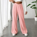 Light pink wide-leg sports trousers with a V-shaped high waist and pleated front detail - Pink