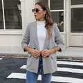 Women's tailored houndstooth blazer in brown and black with classic lapels and double buttons - S / Black