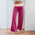 Pantalon de détente bicolore rose et fuchsia à jambe large pour le yoga et la maison - S / Rose rouge