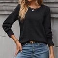 Sweat noir pour femme avec texture géométrique en chevrons et col rond classique - S / Noir