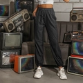 Pantalón deportivo gris oscuro de cintura alta con cordón para mujer estilo retro - S / gris oscuro