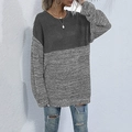 Maglione lungo bicolore da donna in maglia grossa grigio scuro e antracite melange - S / grigio scuro