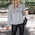 Grey textured quilted long sleeve sweatshirt with Los Angeles California graphic print - S / Light Gray