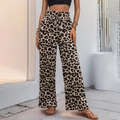 Sommer Leopard Print Hose mit hoher Taille, Kordelzug und Rüschen für Damen - S / Leopardenmuster