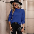 Sweat bleu texturé à manches longues avec col croisé élégant et détails de boutons - Bleu