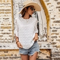 Blusa de verano blanca en gasa con puntos suizos y mangas cortas con volantes - S / Blanco