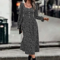 French square neck floral midi dress with puff sleeves and button detail in black - XS / Black
