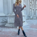 Navy blue ditsy floral midi dress with long sleeves and button-down front detailing - Navy Blue