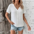 Weißes Vintage-Spitzenoberteil mit V-Ausschnitt und zarten Häkelspitzendetails - S / Weiß