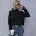 Black speckled knit sweater with off-shoulder cutouts and fringe sleeve details - S / Black