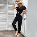 Zweiteiliges Damen-Freizeitset in Schwarz mit Twist-Top und Tunnelzug-Jogginghose - S / Schwarz