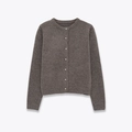 Chaqueta de punto con cuello redondo para mujer y botones metálicos en gris marrón - S / Camel