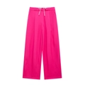 Detail von fuchsiafarbenen weiten Freizeithosen mit weißem Kordelzug und Faltenbund - XS / Fuchsia