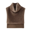 Dunkelbrauner Kunstpelz-Rollkragen-Schal mit weicher Textur und elegantem hohen Kragen - S / Kaffeebraun