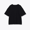 Minimalist black crewneck short sleeve knit sweater with central seam design - S / Black