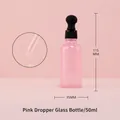 Pink 50ml glass dropper bottle with black rubber top and detailed pipette tip view - 5ml Dropper Bottle (Black Rubber Head)
