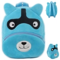 Cute blue plush cartoon character backpack for children with adjustable straps - Fox Bear