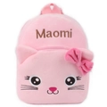 Cute pink plush cat backpack for toddlers with 3D ears and sweet bow detail - Pink Cat