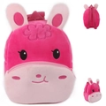 Cute pink plush cartoon animal backpack for kids with soft velvet fabric and ears - Carrot Rabbit