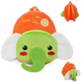 Cute orange plush elephant backpack for toddlers with colorful love it embroidery - Orange Big Ear Elephant