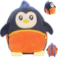 Cute penguin cartoon plush backpack for toddlers in navy blue and orange colors - Dark Blue Penguin