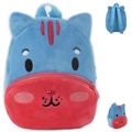 Cute blue and red plush animal backpack for toddlers with adjustable shoulder straps - Blue Cat