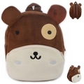 Cute cartoon dog plush backpack for toddlers with adjustable straps and soft ears - Brown Bear