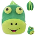 Cute green plush frog toddler backpack with adjustable shoulder straps and pockets - Green Frog