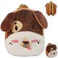 Cute brown cartoon dog plush backpack for toddlers with adjustable straps - Coffee Dog