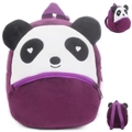 Cute purple panda plush backpack for toddlers with heart-shaped eyes and soft fur texture - Purple Bear
