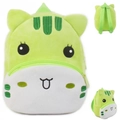 Fluorescent green plush cartoon backpack for kids with cute embroidered face detail - Green Cat