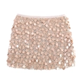 Detailed view of champagne gold mini skirt with large round sparkling sequins - XS / Light Lotus Pink
